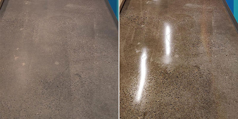 Concrete restoration - before and after comparison on color and shine. restoration makeover service
