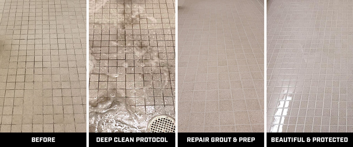 restroom tile and grout transformation